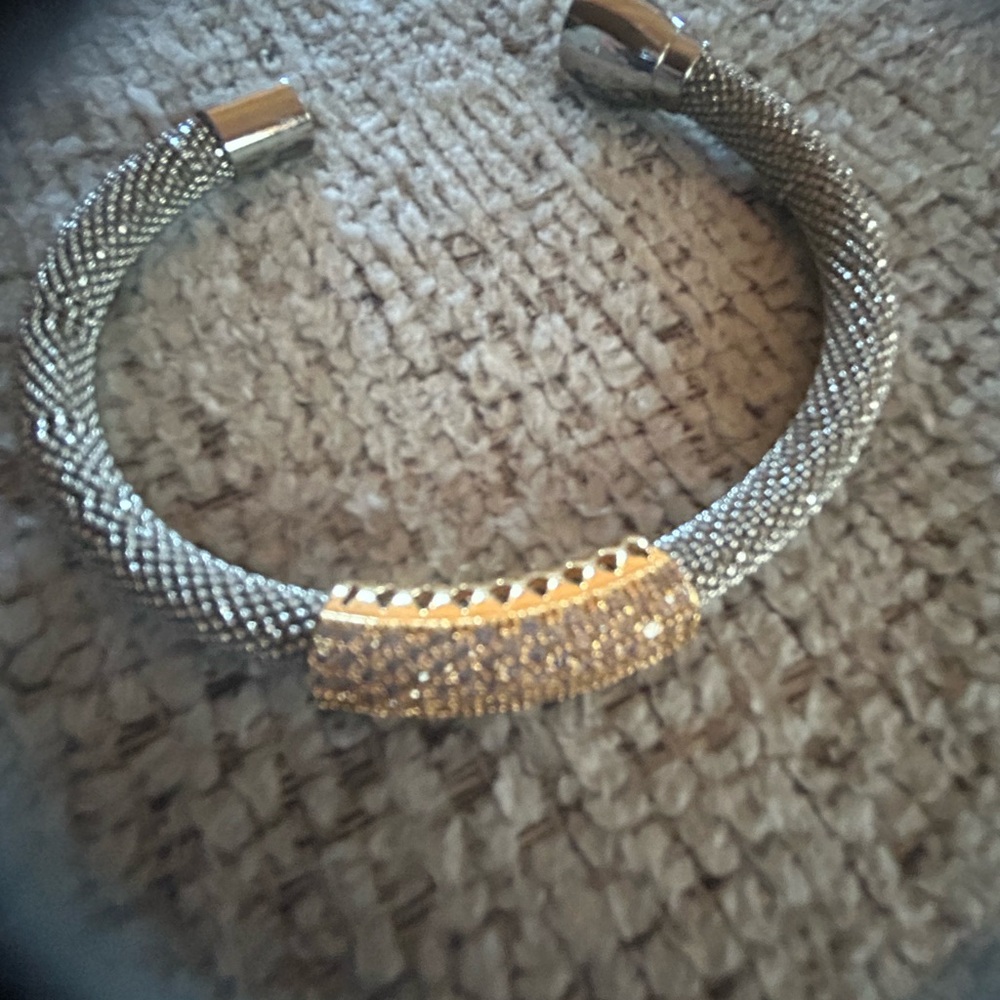 Chic Silver and Gold Mesh Bracelet